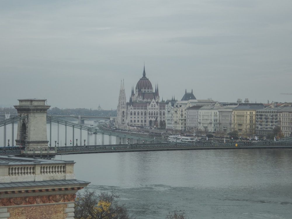 a view of a bridge over a body of water