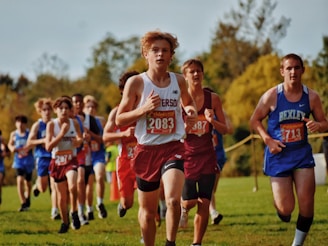 a group of people running in a race