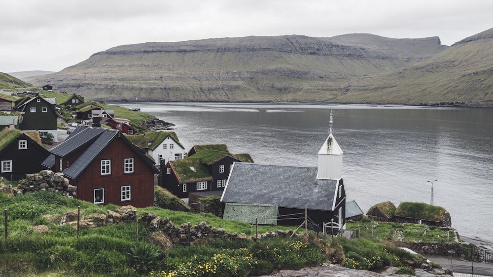 a small village on the side of a mountain