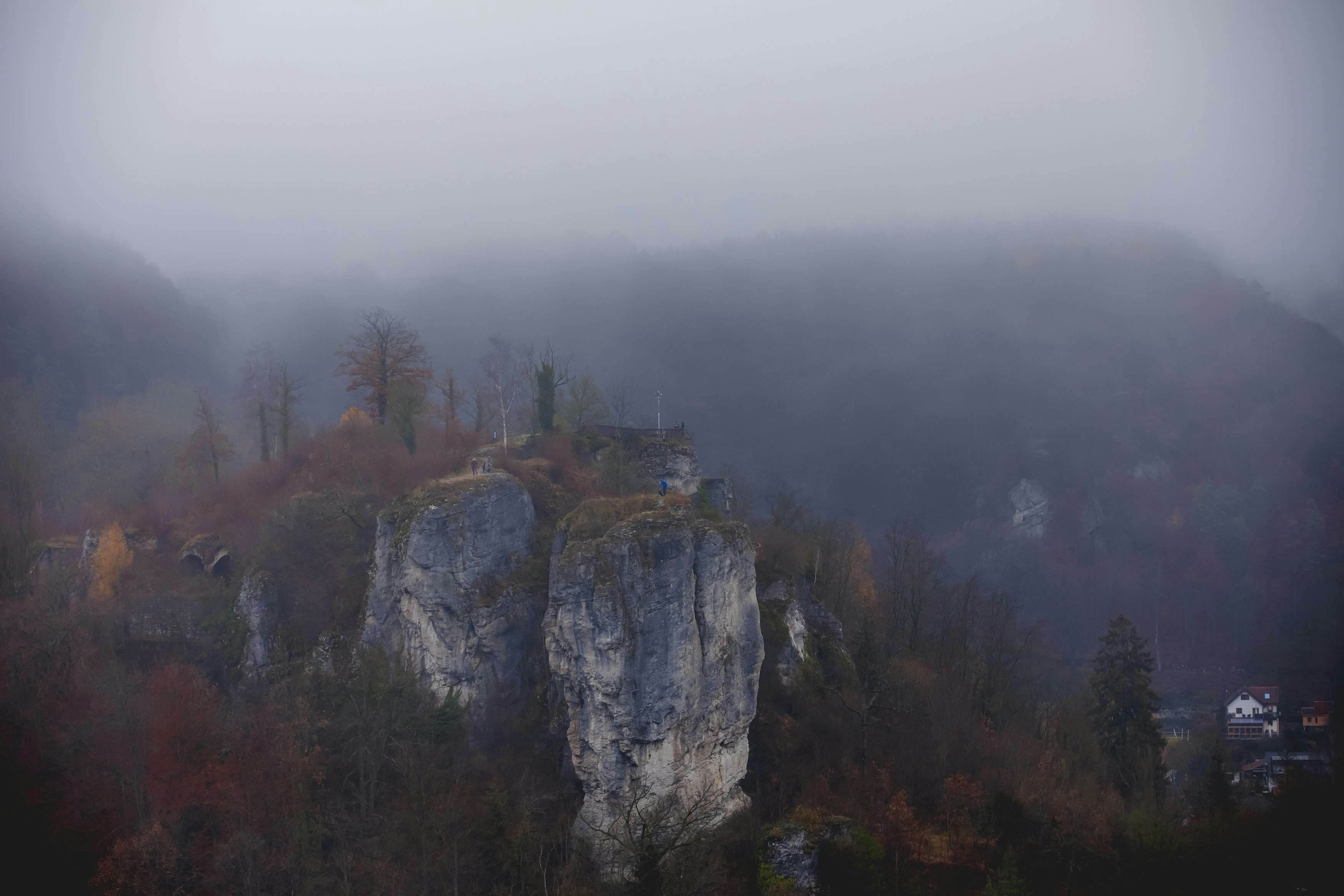 Castle ruins in mist