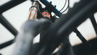 a close up of a bike's front brake
