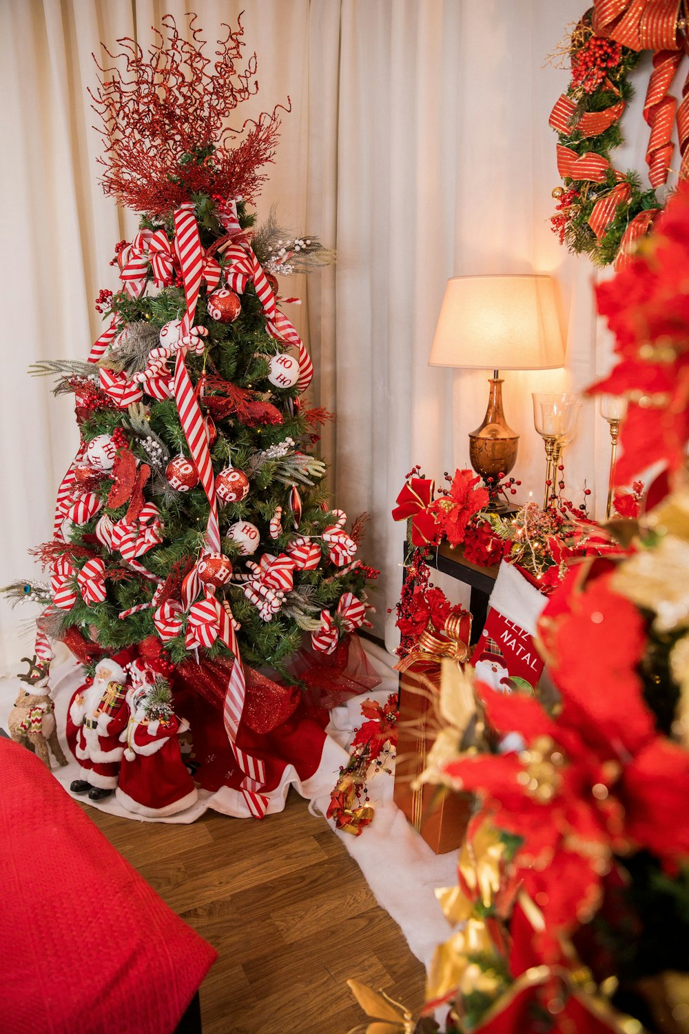 a decorated christmas tree in a living room