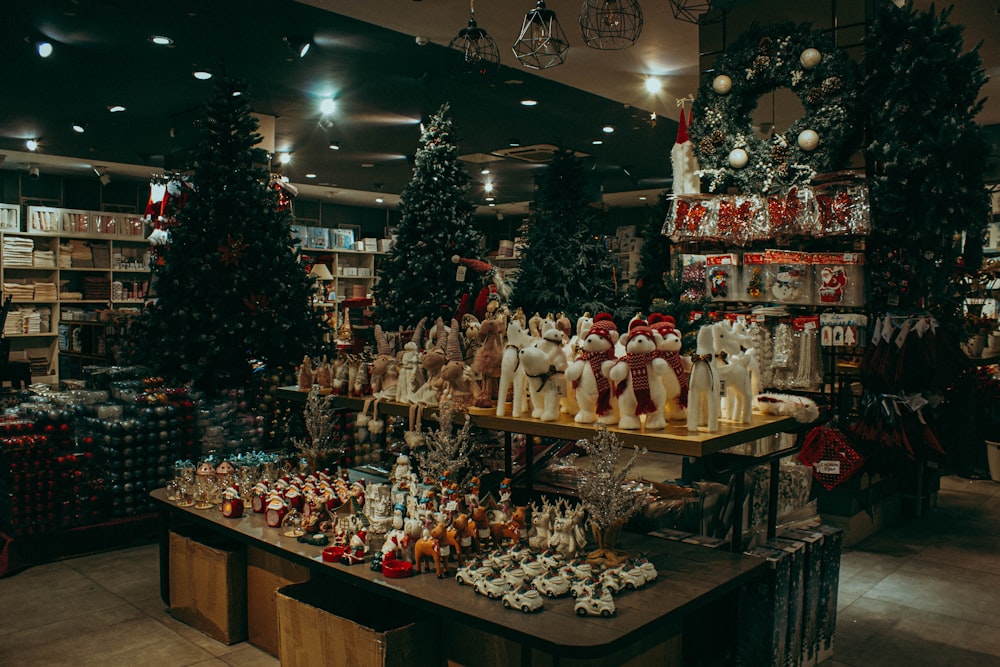 a store filled with lots of christmas decorations