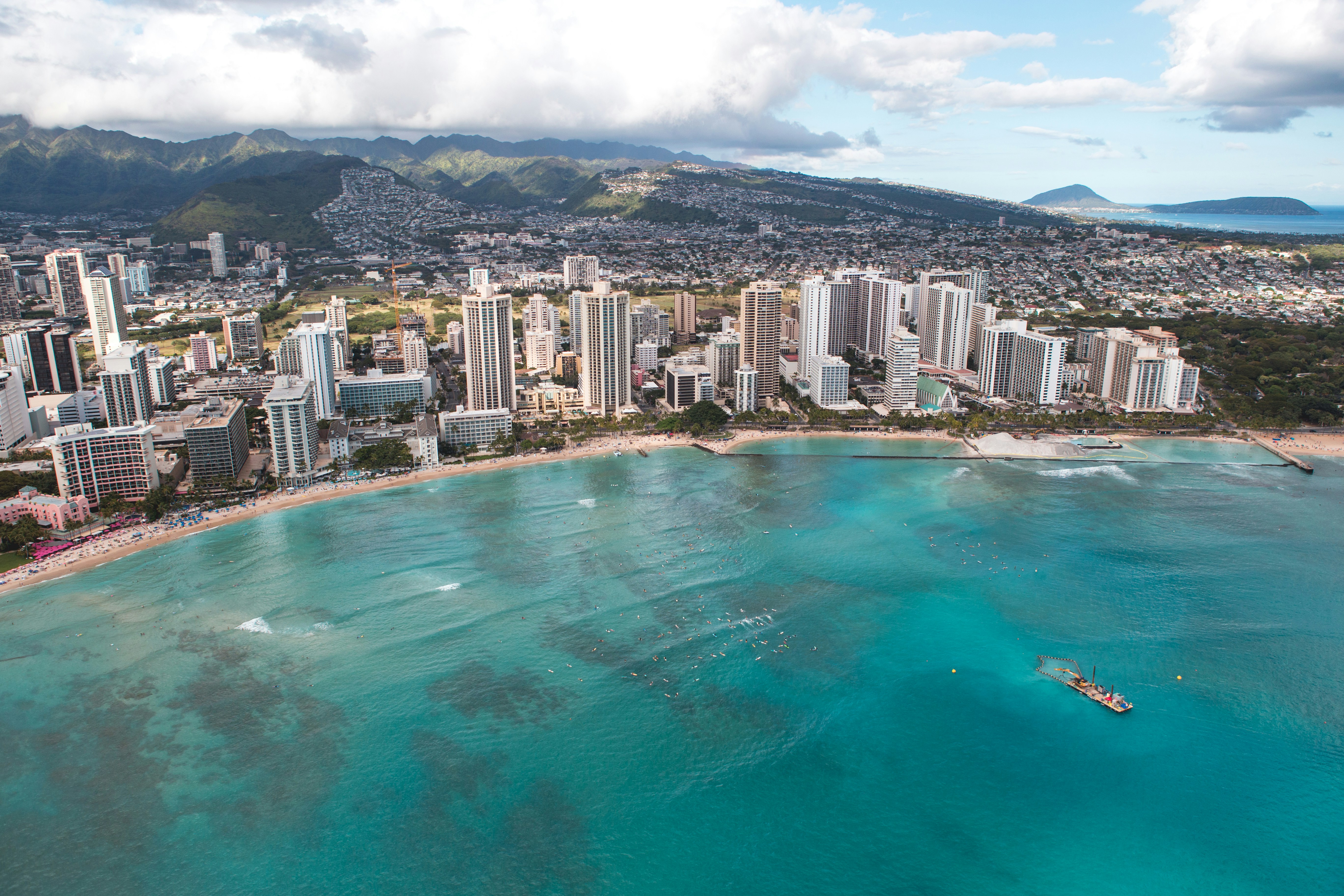 an aerial view of the city of honolulu