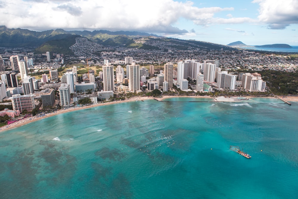 an aerial view of the city of honolulu