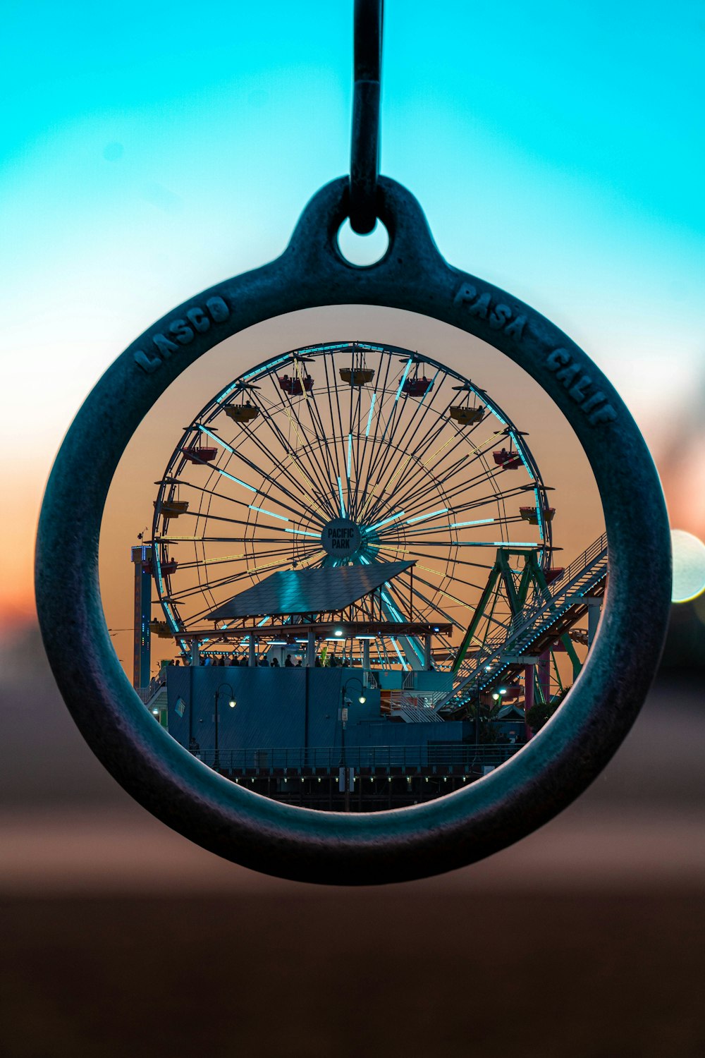 a close up of a round mirror