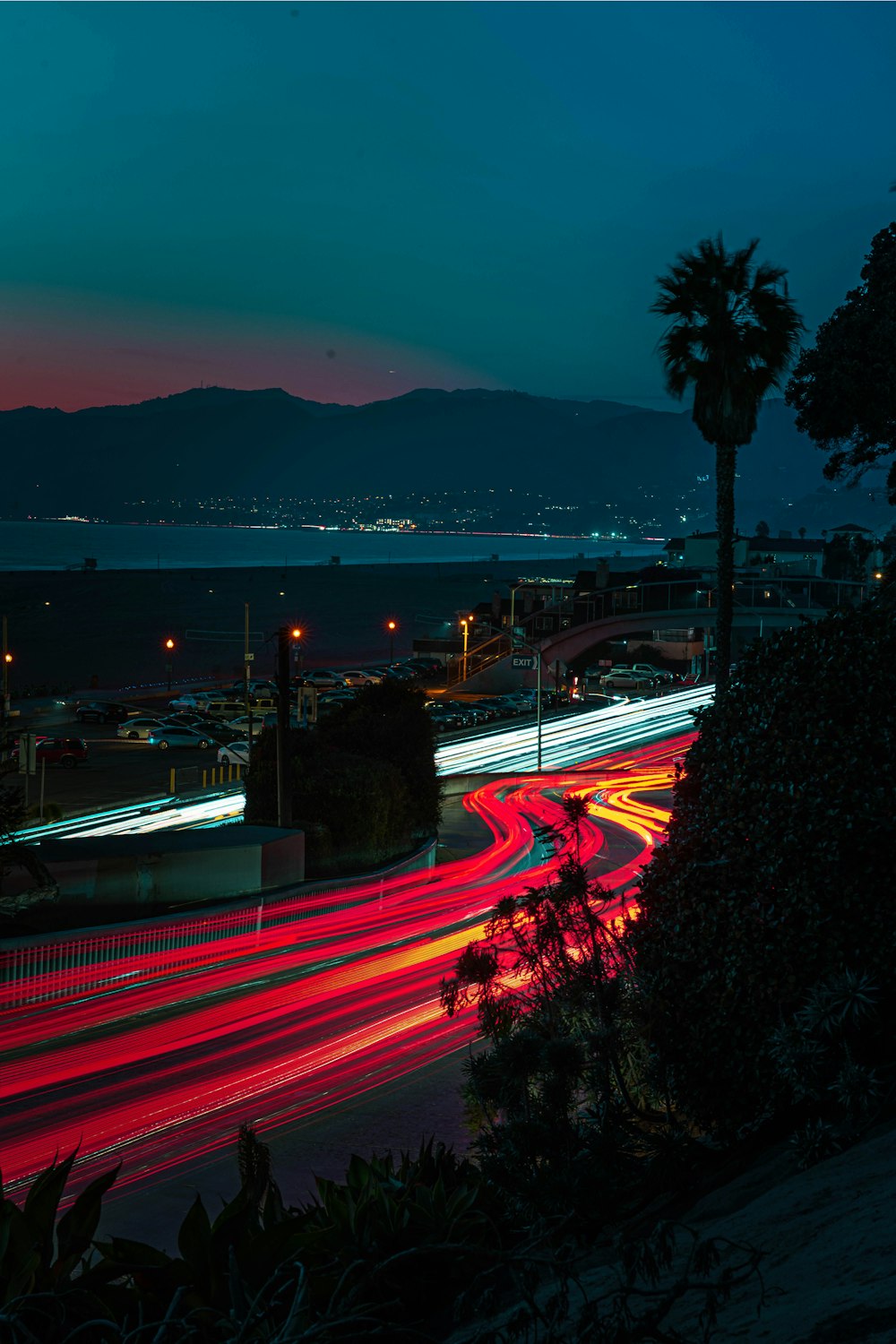 a view of a city at night