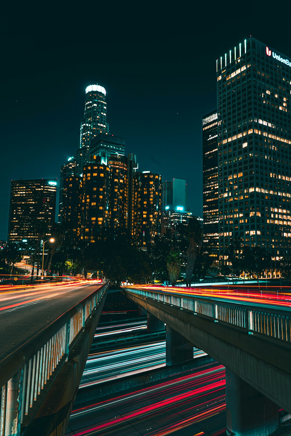 a view of a city at night