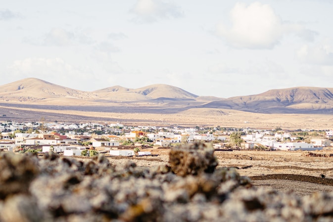 a view of a small town in the desert