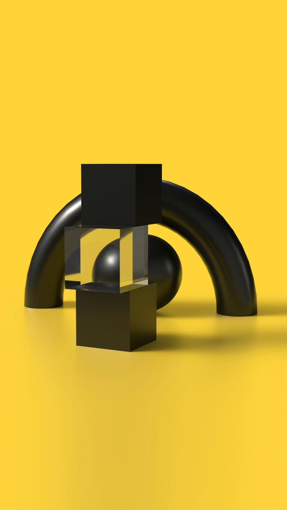 a black object on a yellow background