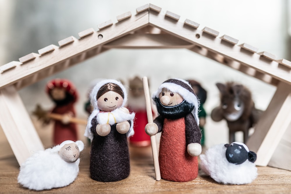 a nativity scene of a manger scene with sheep