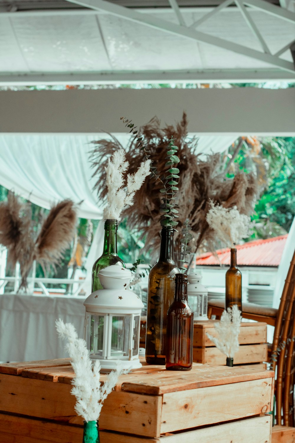 a bunch of bottles that are sitting on a table