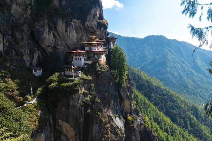 Tiger's Nest monastery perched on a cliff in Bhutan