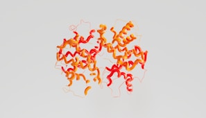 Scientific illustration showing the molecular structure of vitamin C with a citrus fruit backdrop.