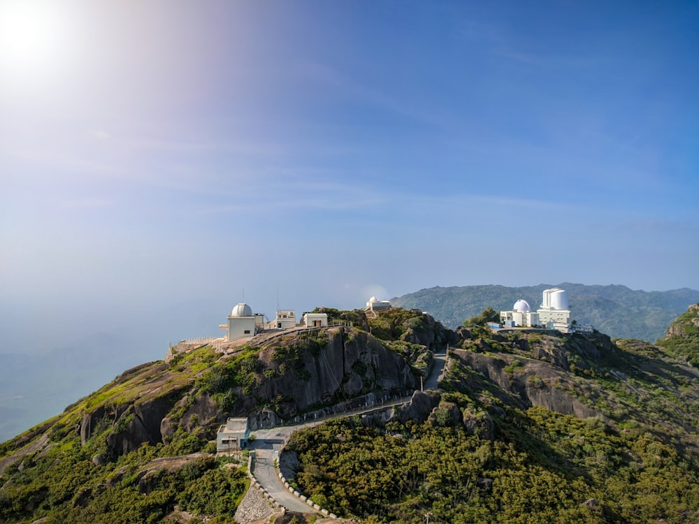 a view of a mountain with a observatory on top of it