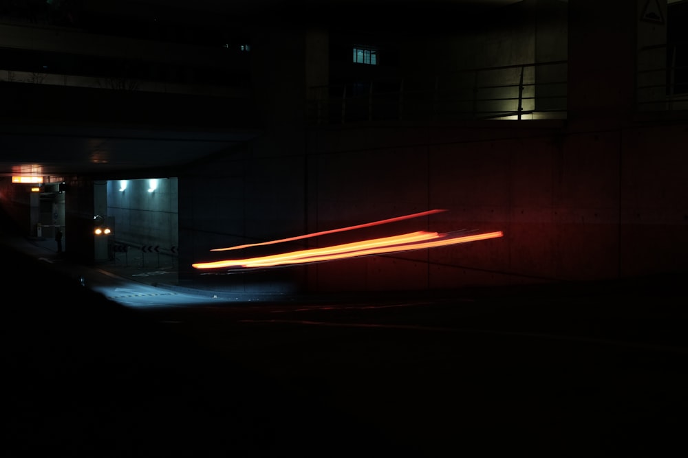 a blurry photo of a building at night