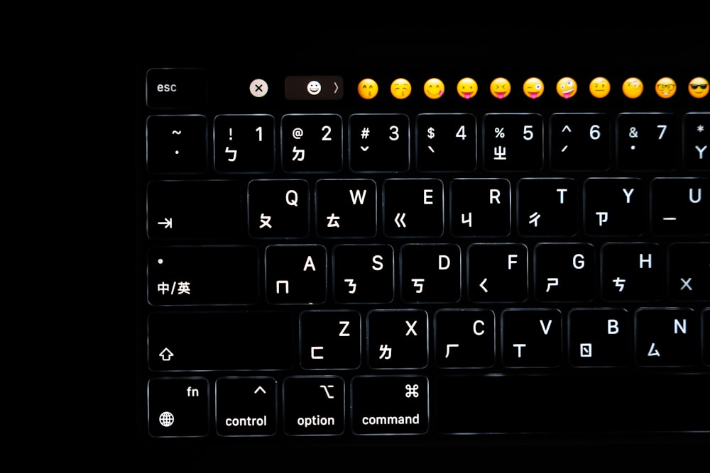 a black keyboard with yellow and black keys