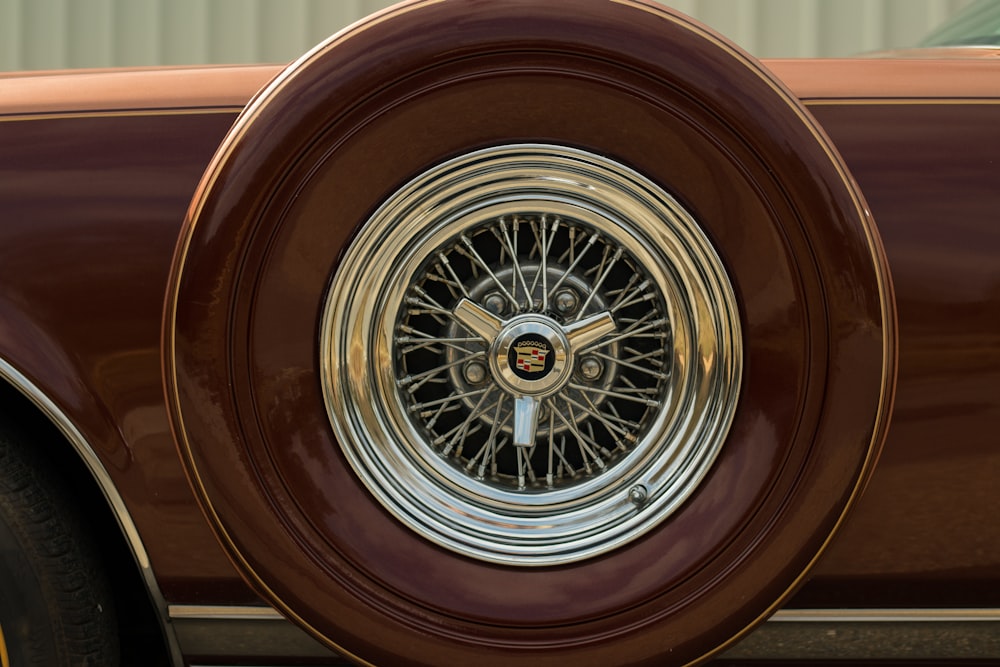 a close up of a wheel on a car