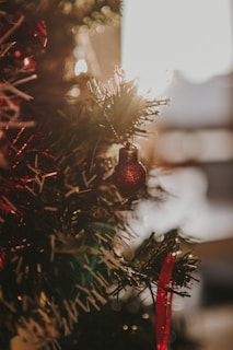 a close up of a christmas tree