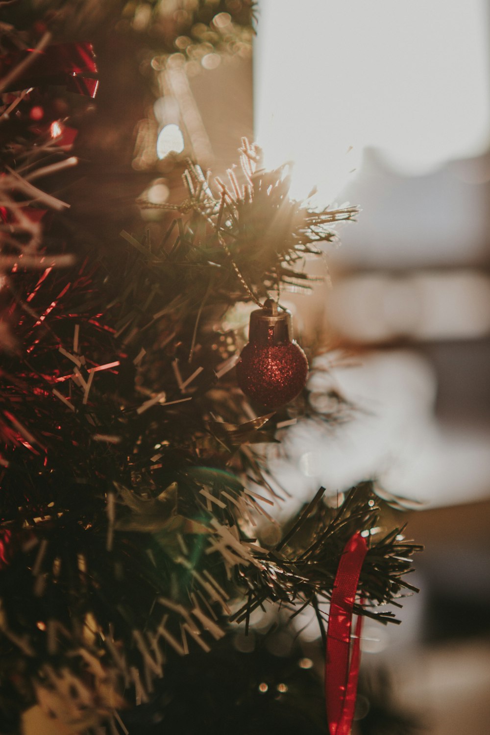 a close up of a christmas tree