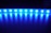A series of bright blue LED lights arranged in a linear strip against a dark background, reflecting off a shiny surface and creating a glowing effect.