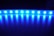 A series of bright blue LED lights arranged in a linear strip against a dark background, reflecting off a shiny surface and creating a glowing effect.