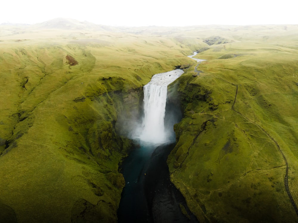 a large waterfall