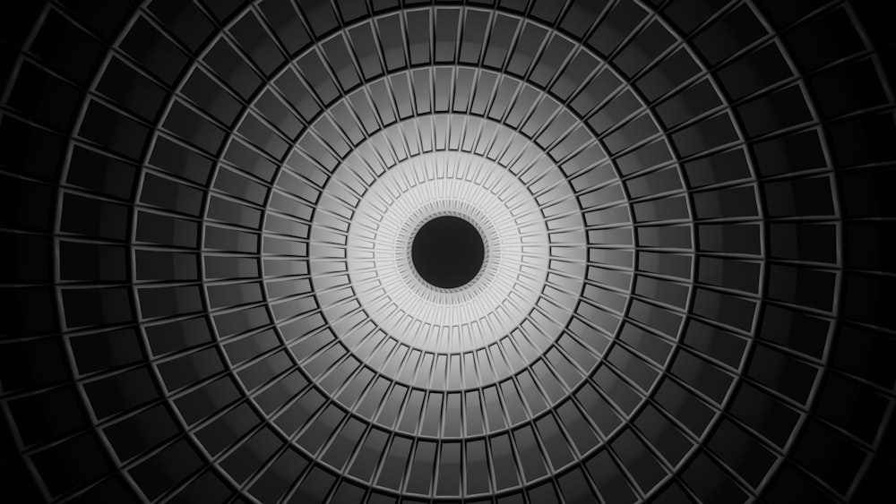 a black and white photo of a circular object