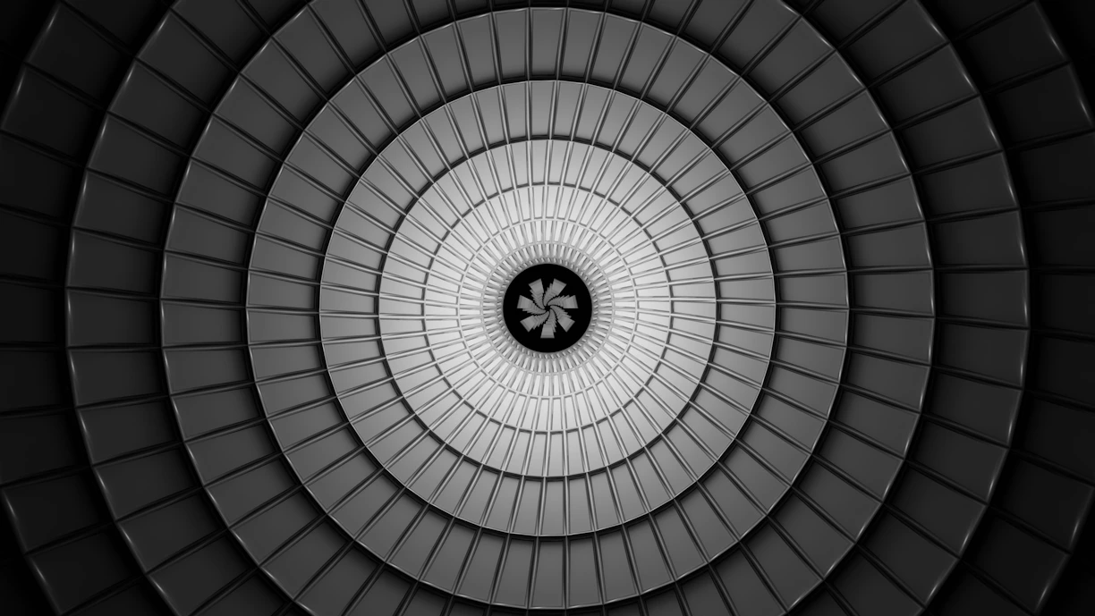 a black and white photo of a circular object