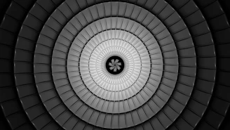 a black and white photo of a circular object