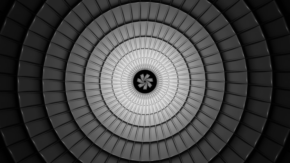 a black and white photo of a circular object