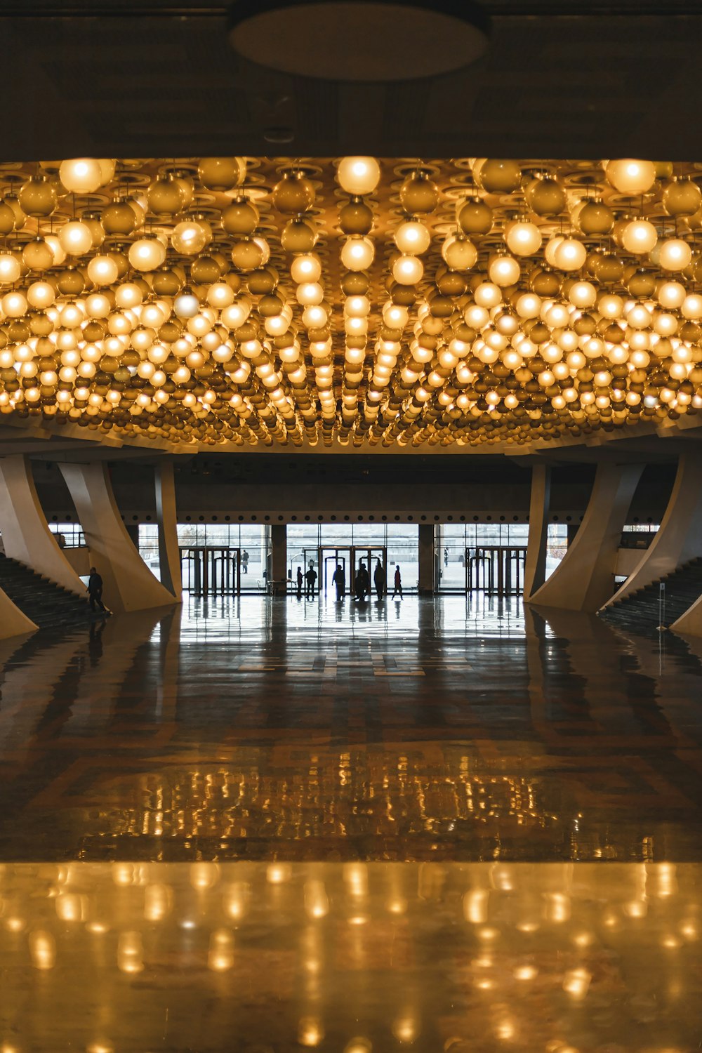 a large room with a ceiling made of lights