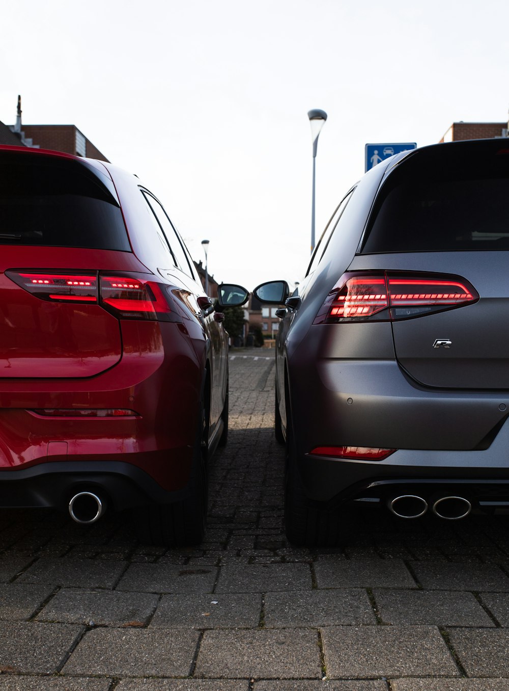 a couple of cars parked next to each other