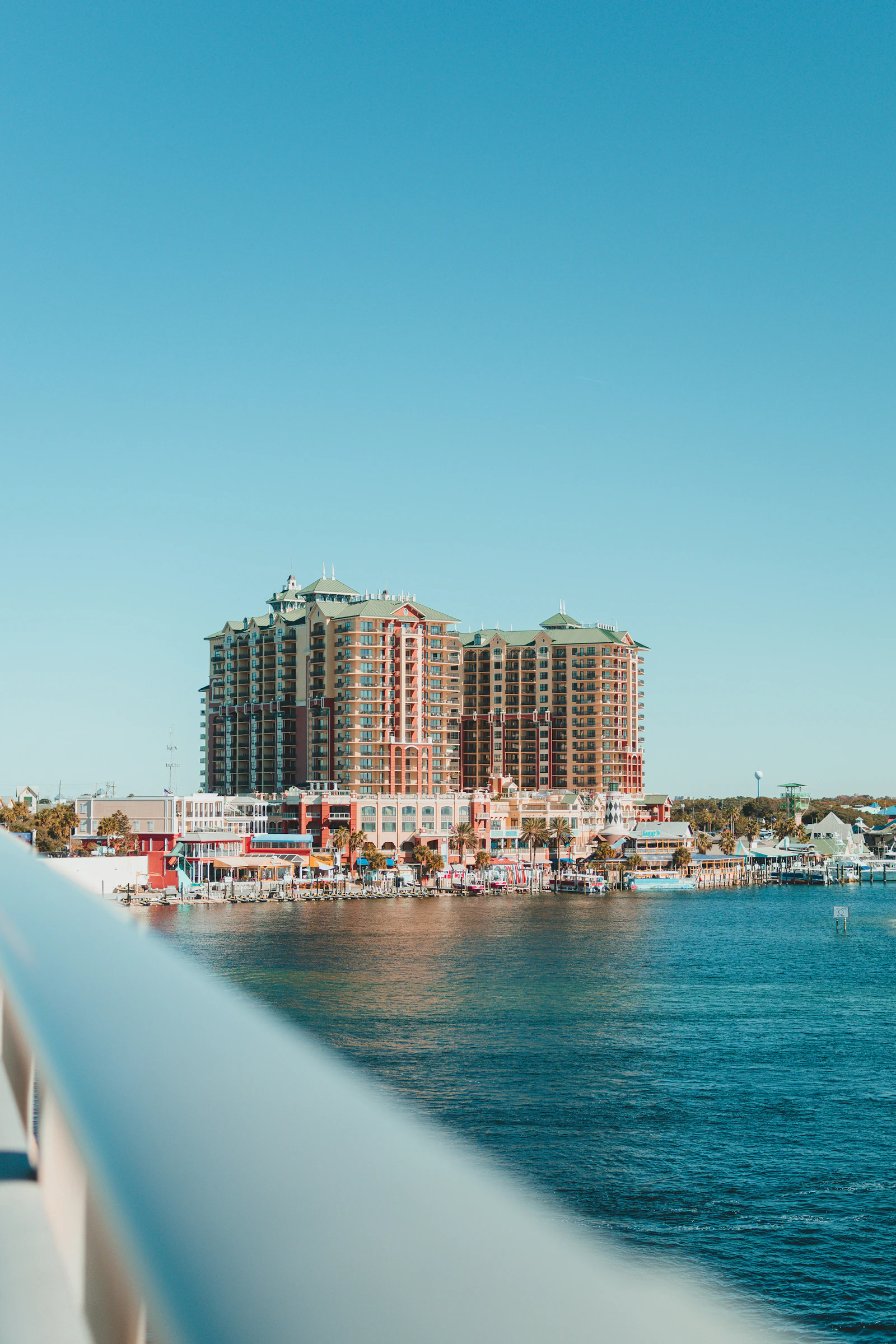 A harbor with buildings behind it.