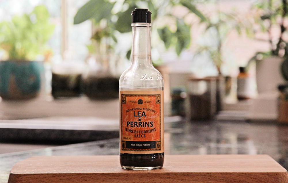 a bottle of liquor sitting on top of a counter