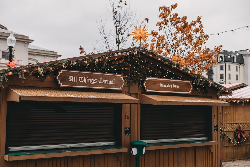 a building with a sign that says all things christmas