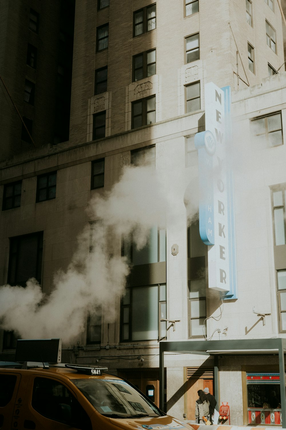 a building with smoke coming out of it