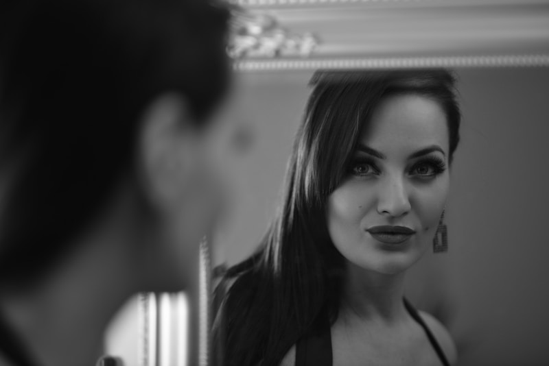 Woman admiring herself