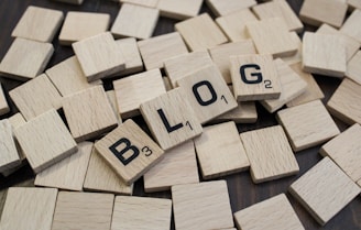 a pile of wooden blocks with the word blog spelled on them