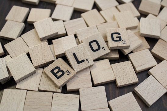 a pile of wooden blocks with the word blog spelled on them