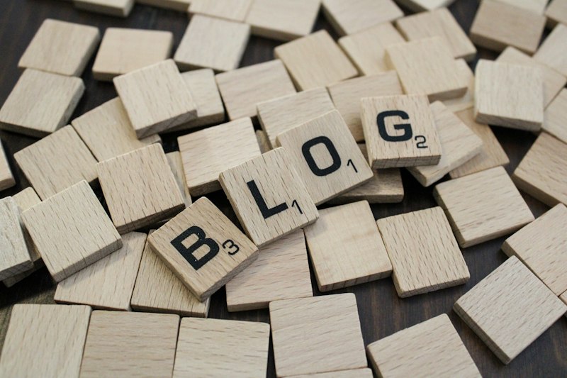 Blog letter tiles on a desk for SEO blog content