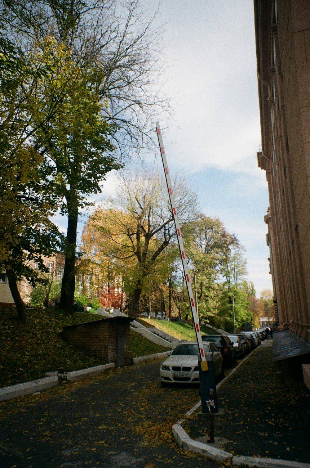 a man standing next to a white car on a street