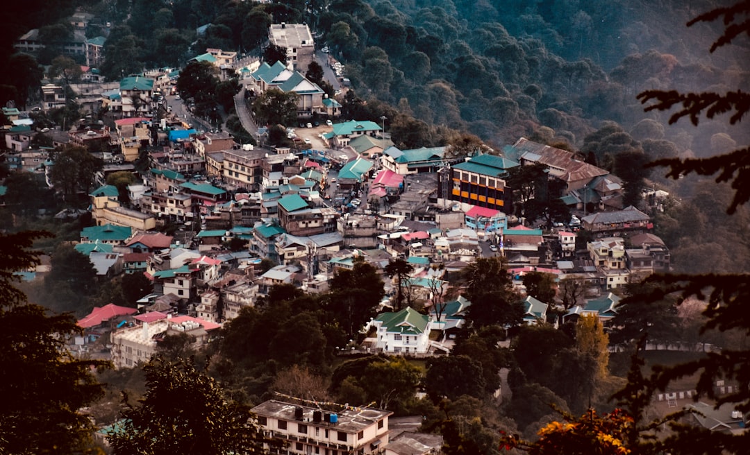 a small village nestled on top of a mountain