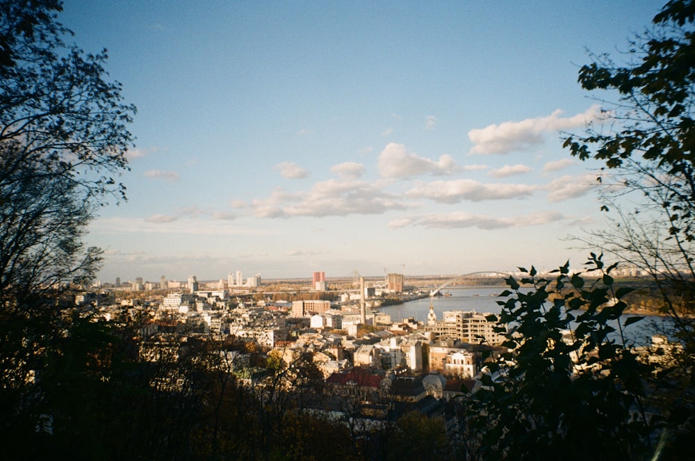 a view of a city from a hill