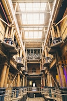 Spacious factory interior with high ceilings and natural light