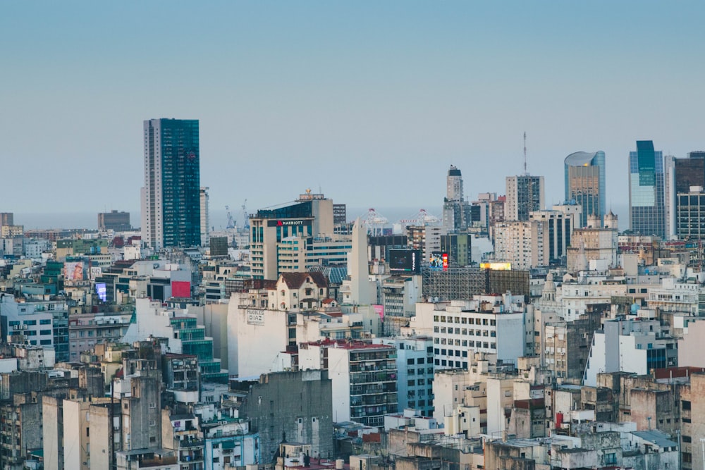 a view of a city with tall buildings