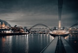 a view of a bridge over a body of water