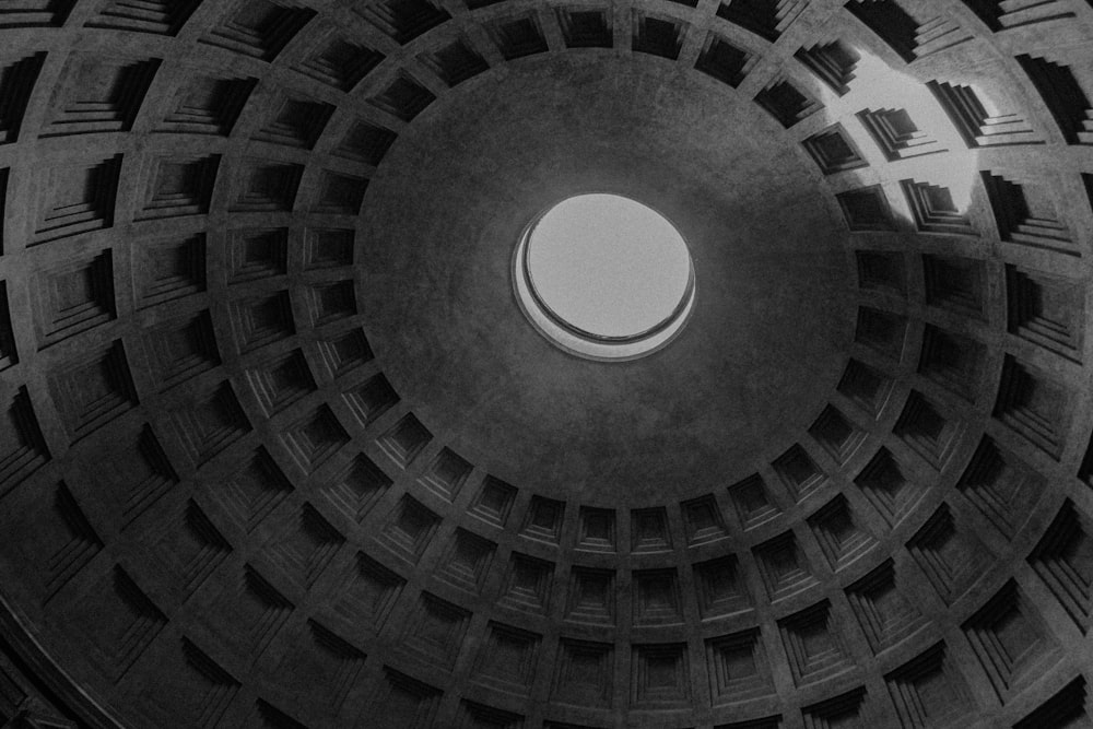 a circular window in the ceiling of a building