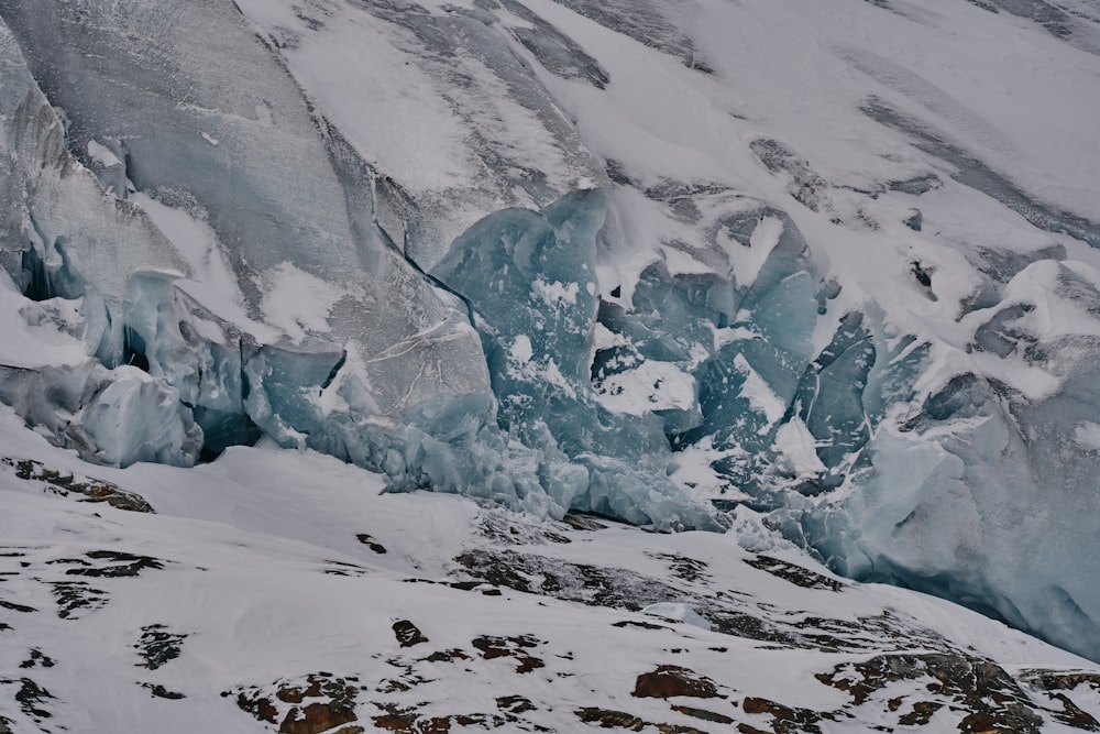 a mountain with a bunch of ice on top of it