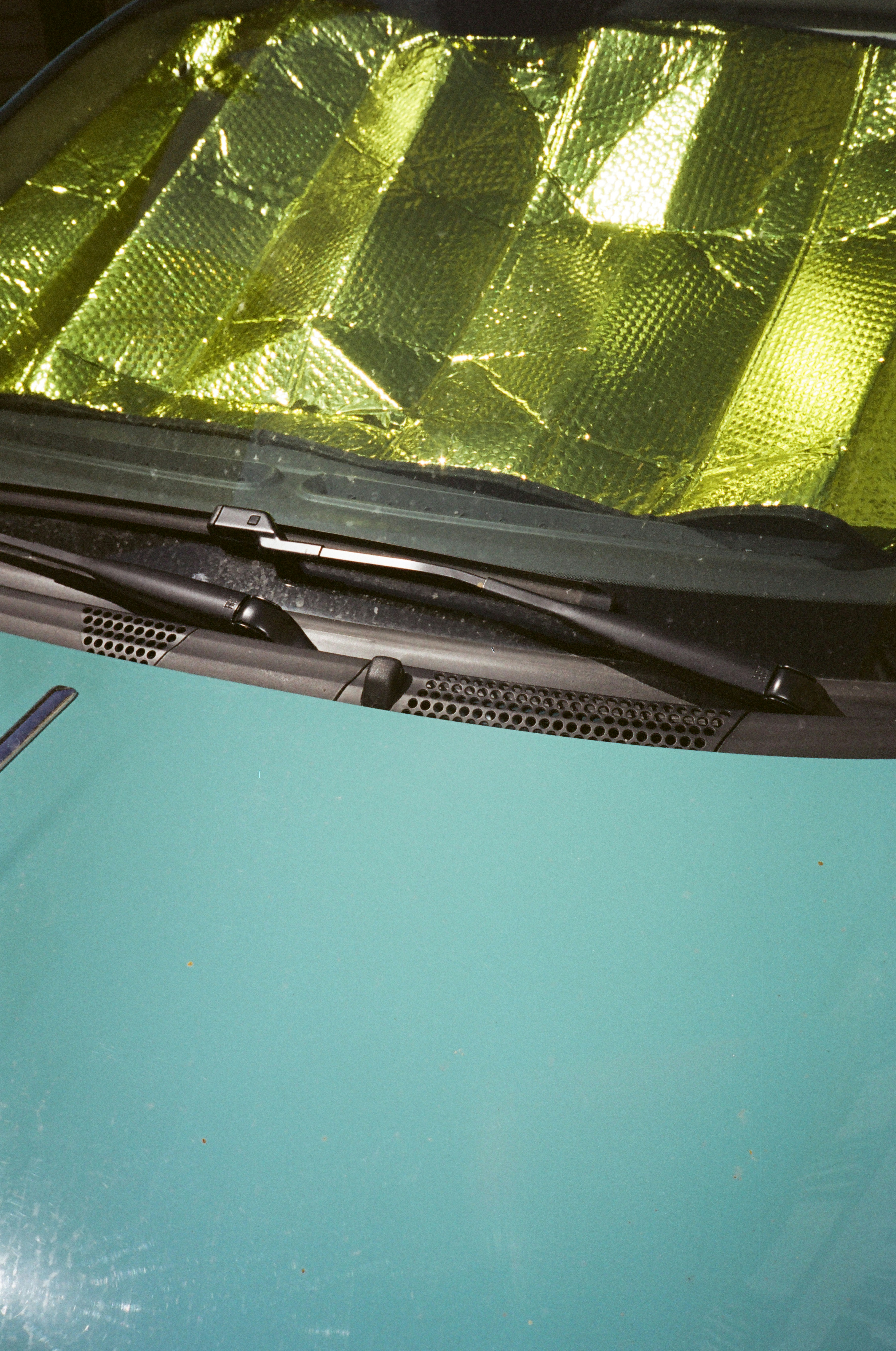 a close up of the hood of a car